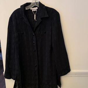 Jaeger long black wool vintage long jacket/blazer M